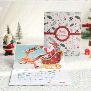 NWT 3D Pop Up Laser Cut Christmas Card Holiday Santa’s Sleigh
